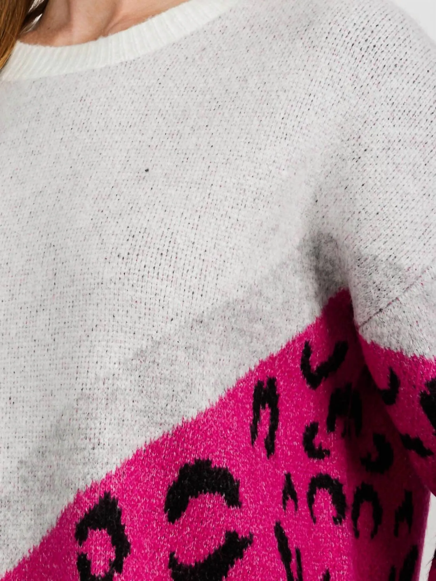 Adora - Bold And Cozy Color Block Leopard Sweater