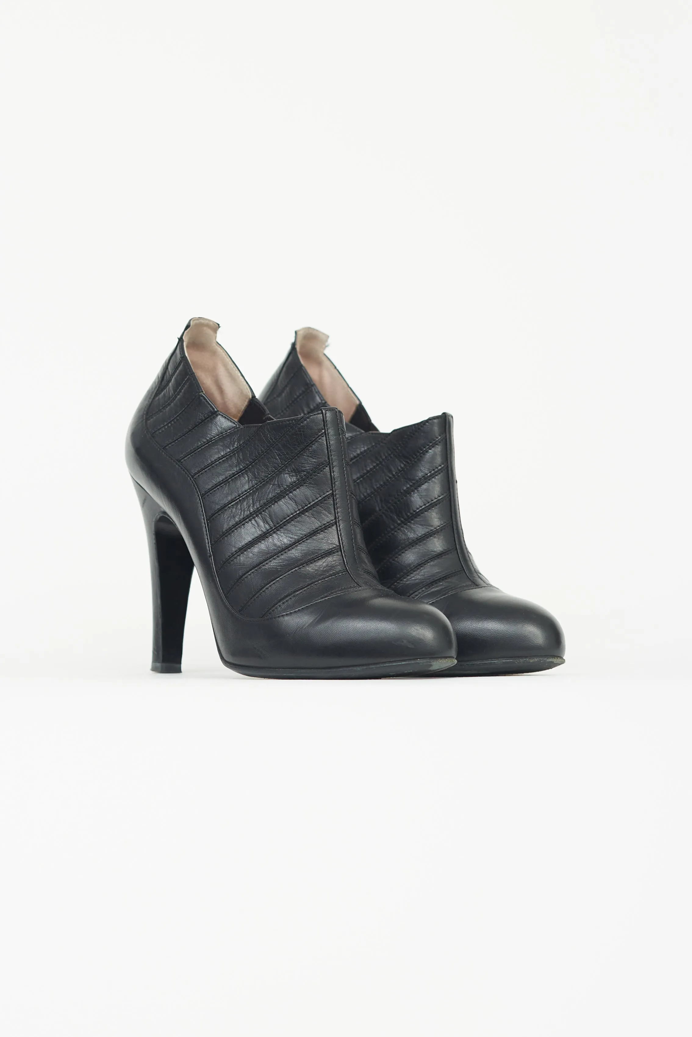 Black Leather Pump Boot