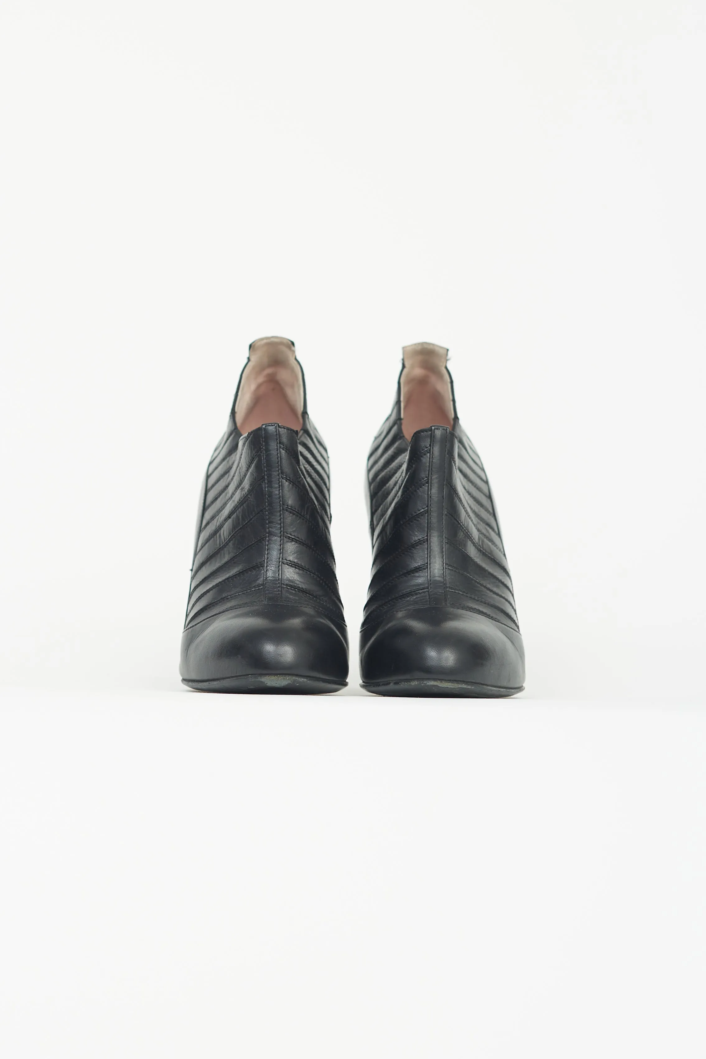 Black Leather Pump Boot