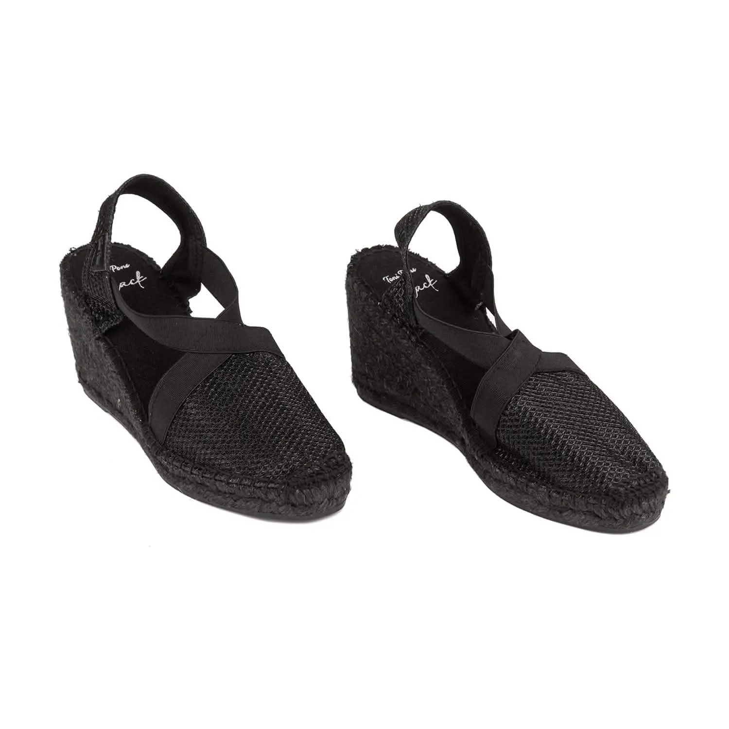 Black Metallic Wedge Espadrille - Triton-7BK