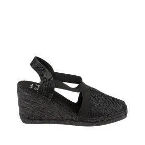 Black Metallic Wedge Espadrille - Triton-7BK