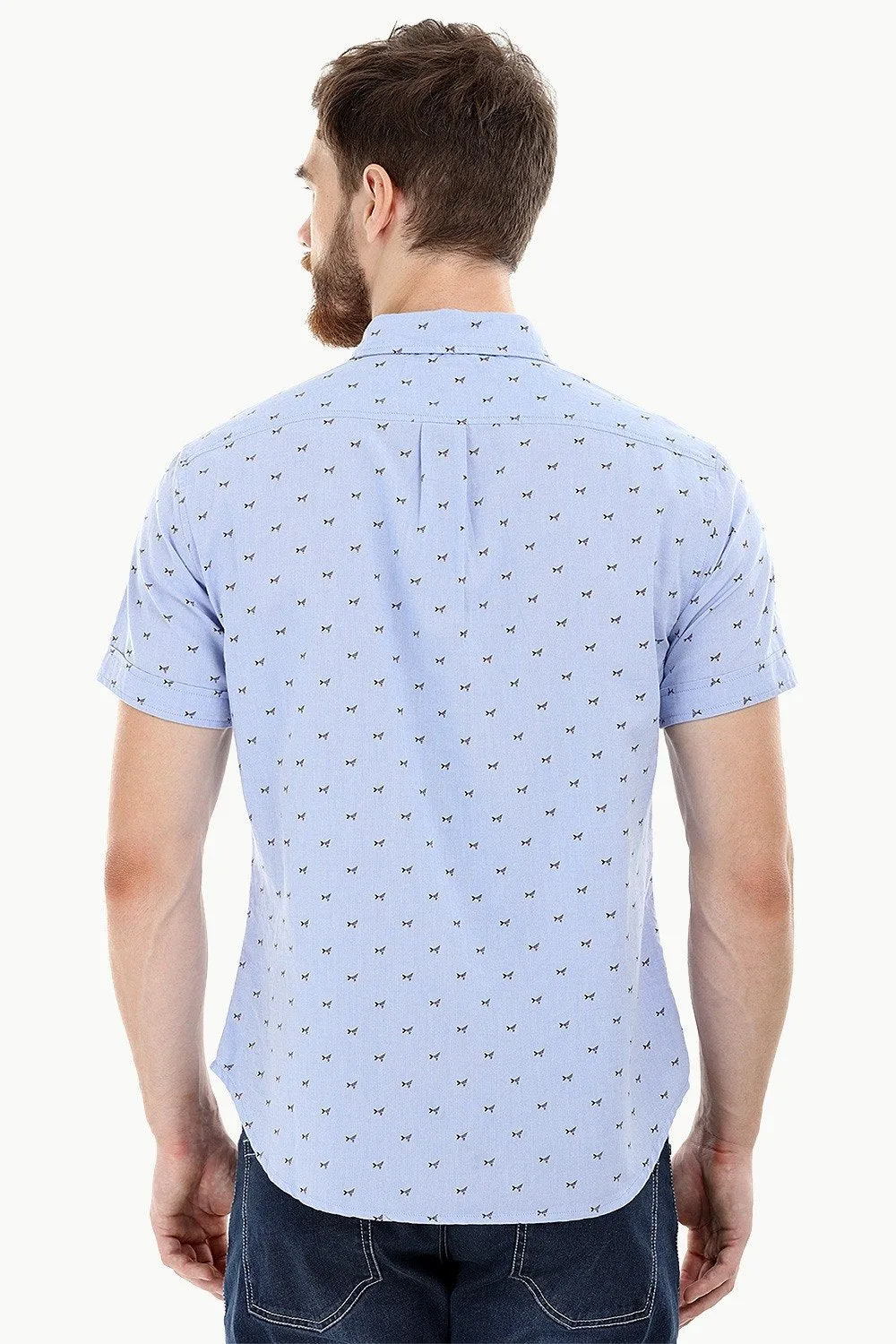 Blue Printed Oxford Summer Shirt