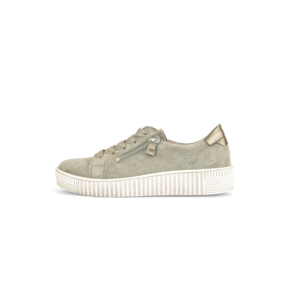 Gabor Sneaker with Double Zipper  63.334.11  Sage Suede