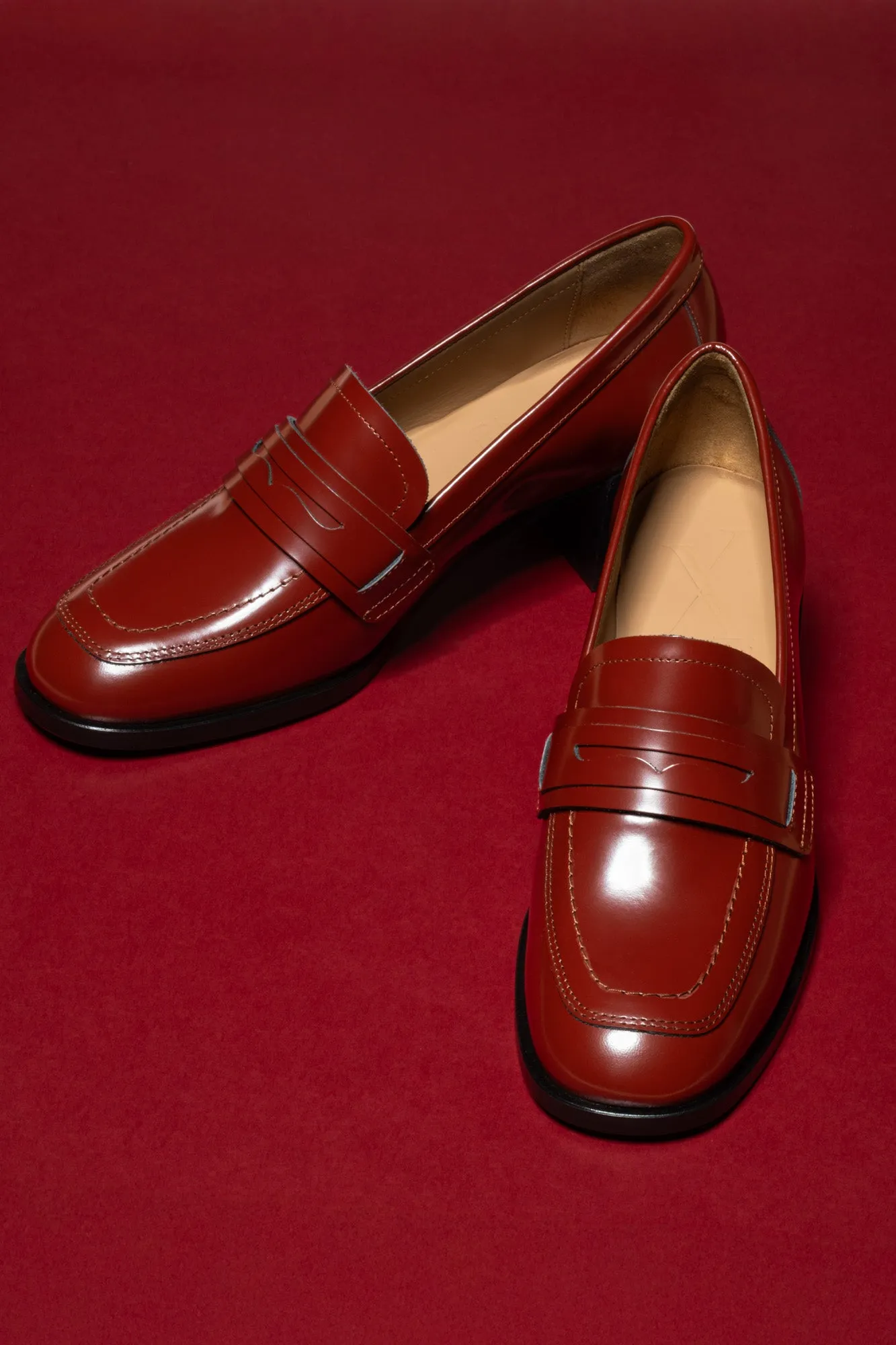 Maroon Mid-Heel Loafer