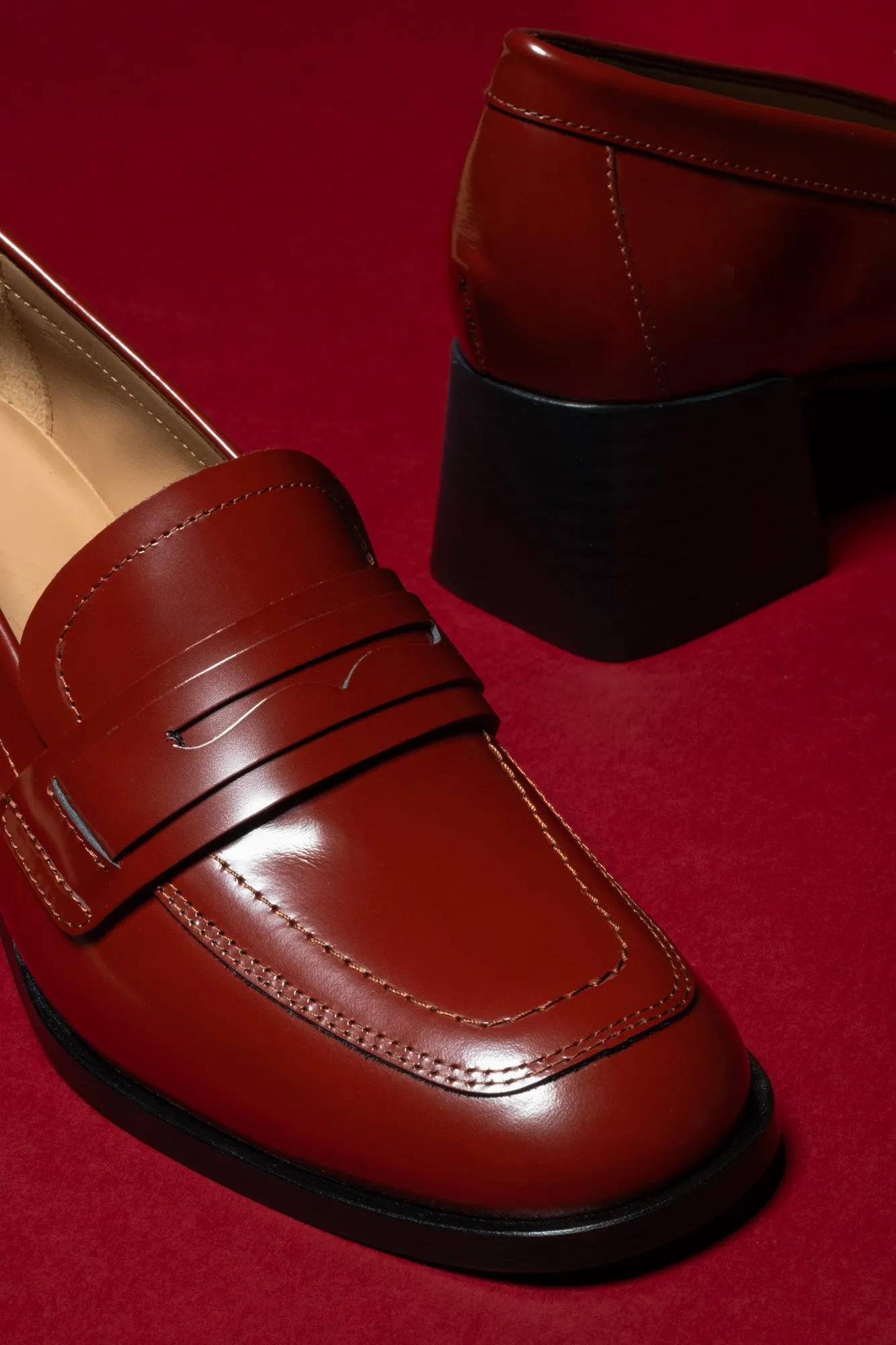 Maroon Mid-Heel Loafer