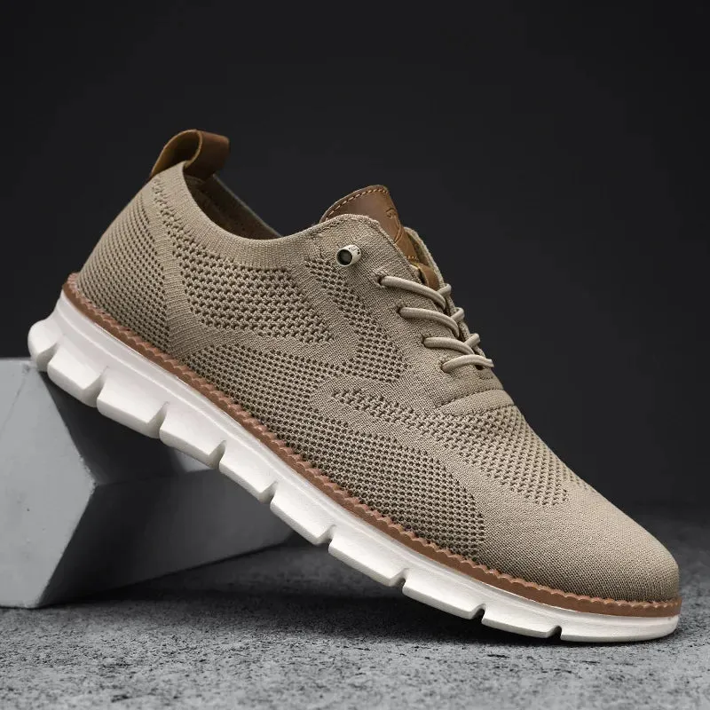 Men top design breathable leather mesh sneakers running shoes