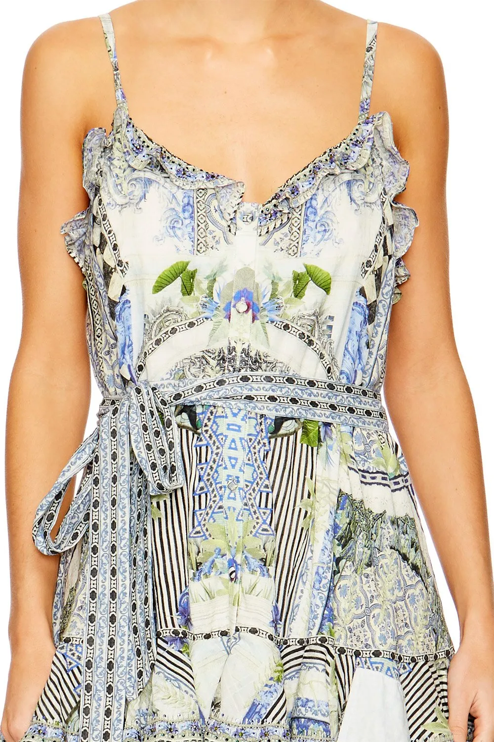 MINI BUTTON DOWN FRILL DRESS THE SWEET ESCAPE
