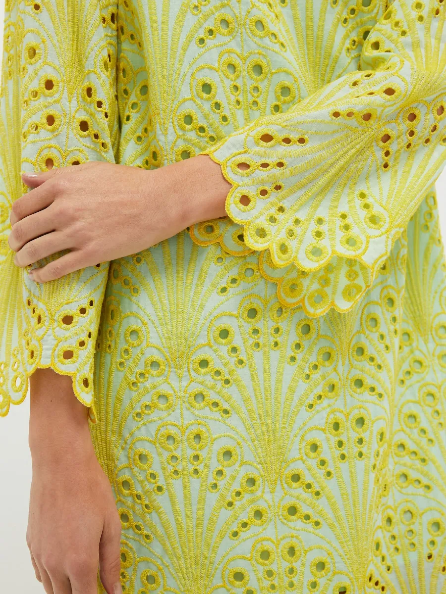 Mint And Mimosa Eyelet Midi Dress