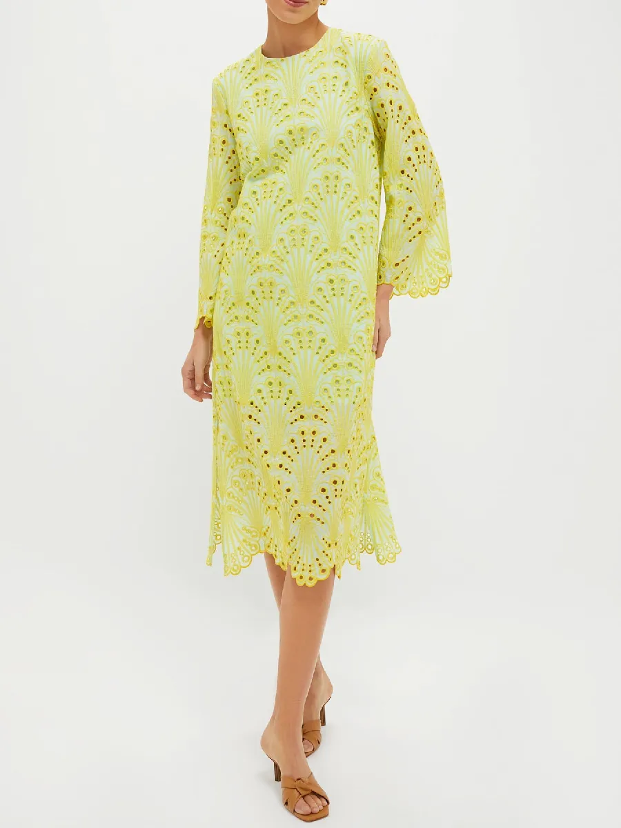 Mint And Mimosa Eyelet Midi Dress