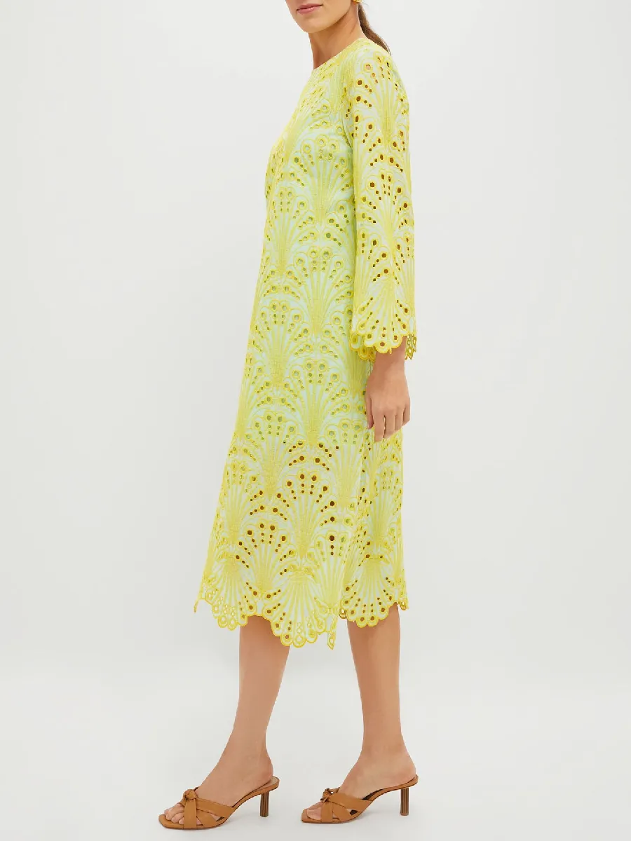 Mint And Mimosa Eyelet Midi Dress