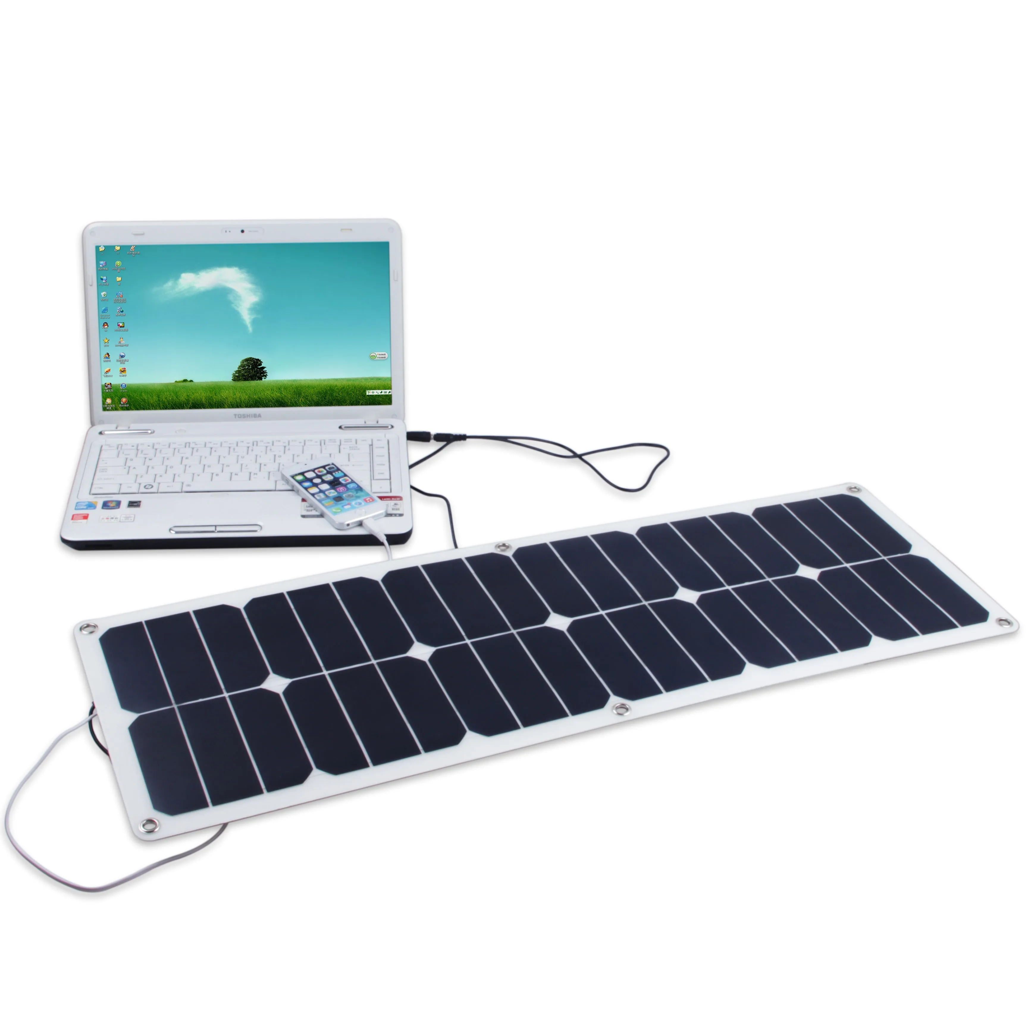 Moolsun Flexible Solar Panel 40 Watt 18 Volt Semi-Flexible Bendable Mono Off-Grid Charger for Marine RV Cabin Van Car Uneven Surfaces
