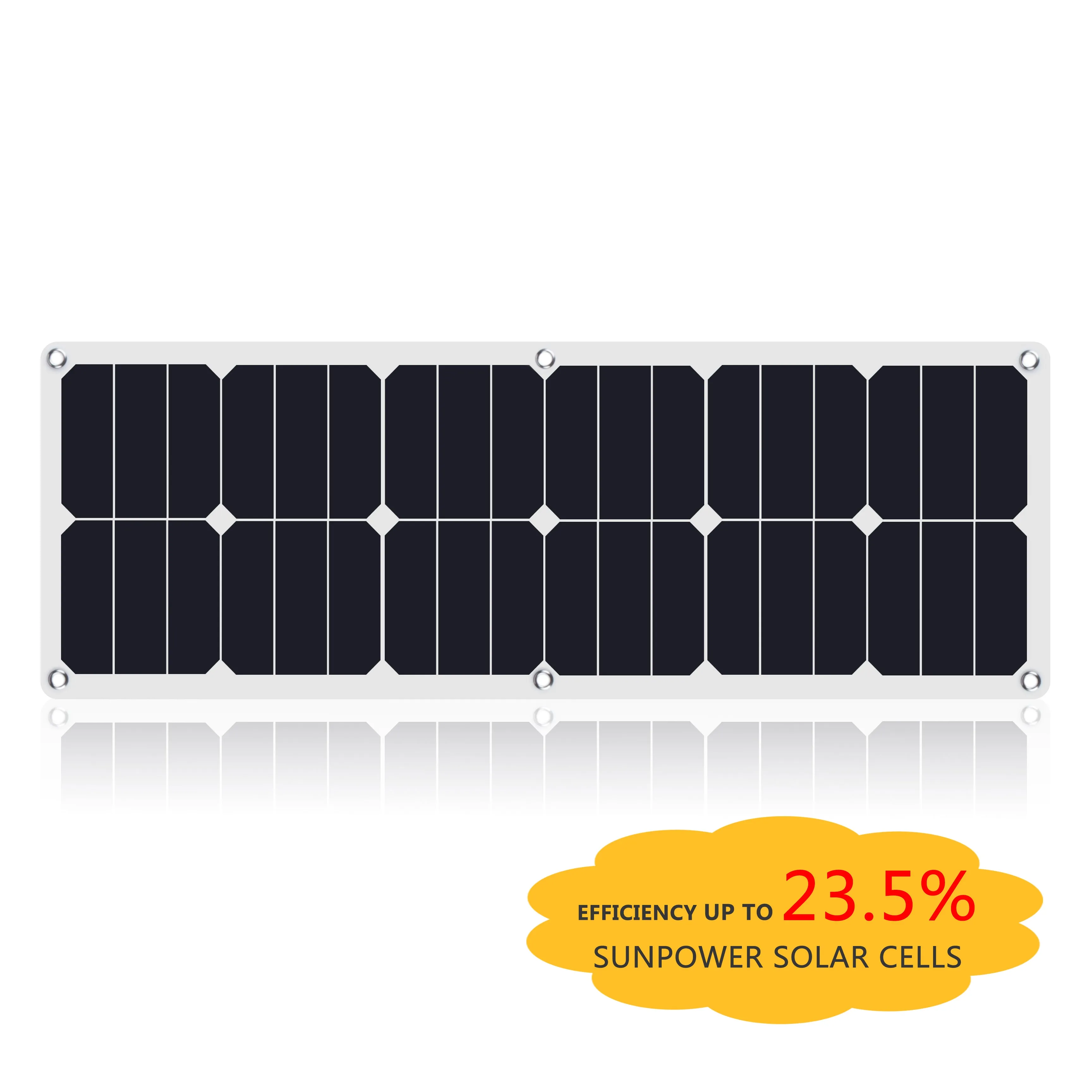 Moolsun Flexible Solar Panel 40 Watt 18 Volt Semi-Flexible Bendable Mono Off-Grid Charger for Marine RV Cabin Van Car Uneven Surfaces