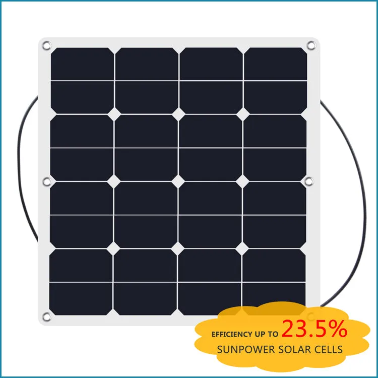 Moolsun Flexible Solar Panel 50 Watt 16 Volt Semi-Flexible Mono Off-Grid Charger for Marine RV