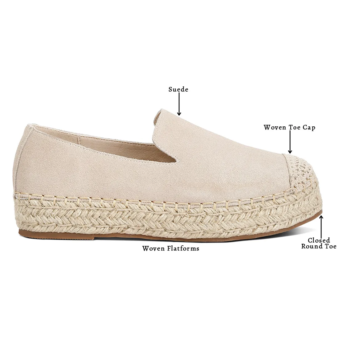 Suede Flatform Heel Espadrilles