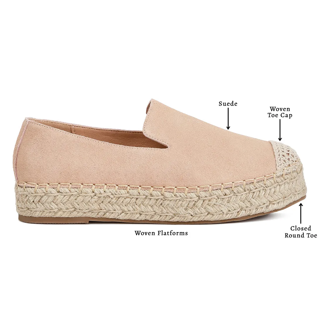 Suede Flatform Heel Espadrilles