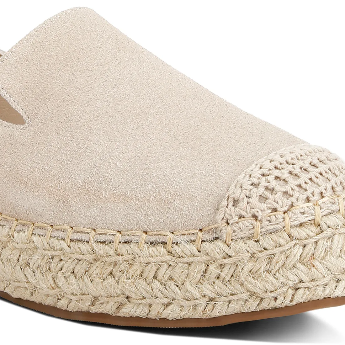Suede Flatform Heel Espadrilles