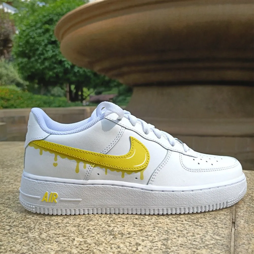 Yellow Drip Swoosh Custom Air Force 1